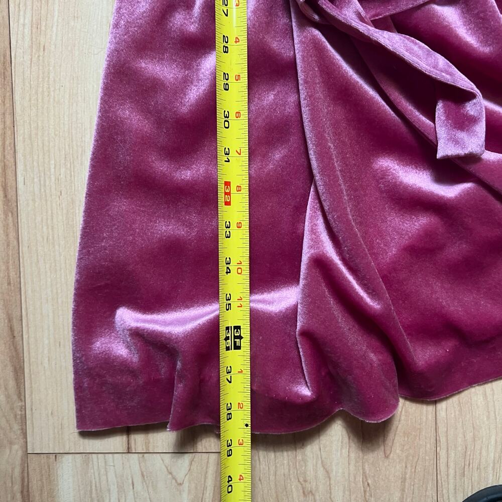 VINTAGE 80s Loungewear Queen Anne Dress Size 6 Regency V Neck Belted Pink Velvet - Picture 6 of 8